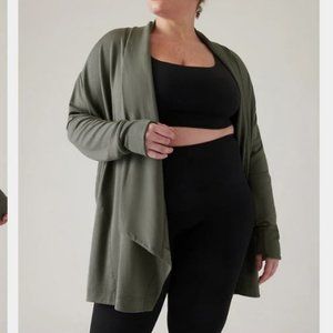 ATHLETA Plus Cozy Soft Pranayama Restore Wrap Hermatite Grey Cardigan 1X